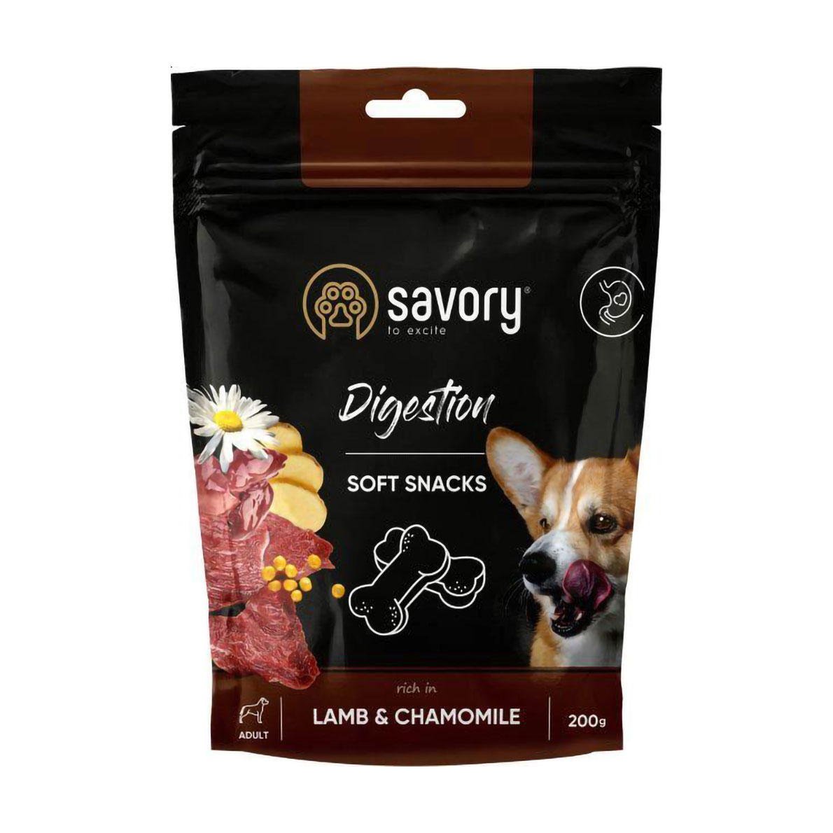Ласощі для покращення травлення собак Savory Digestion Soft Snacks Lamb &amp; Chamomile з ягням та ромашкою, 200 г